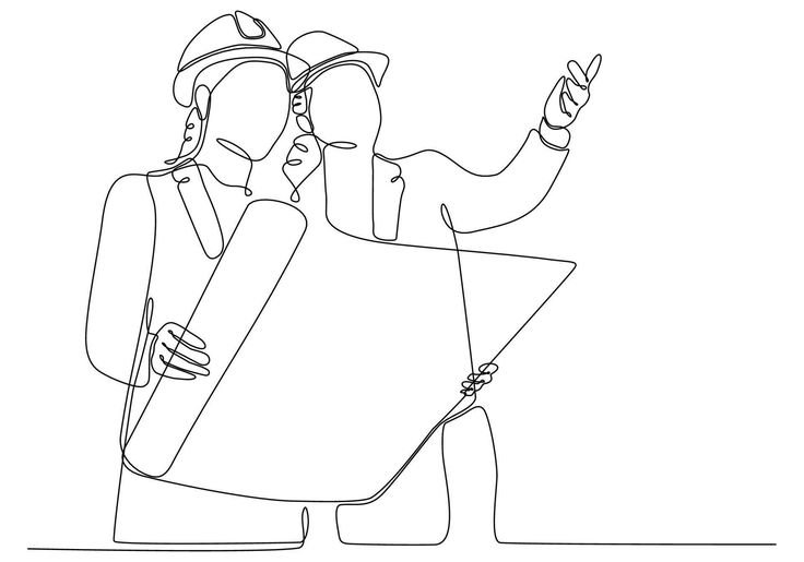 Download One continuous line art drawing female architect interior designer at work for free